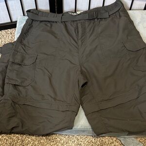 REI Charcoal Lightweight Convertible Adventure Pants with Belt 14P EUC